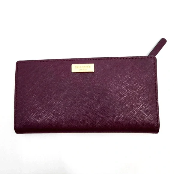 Kate Spade Bifold Wallet Card Holder Burgundish Red Wine Color - Picture 2 of 16